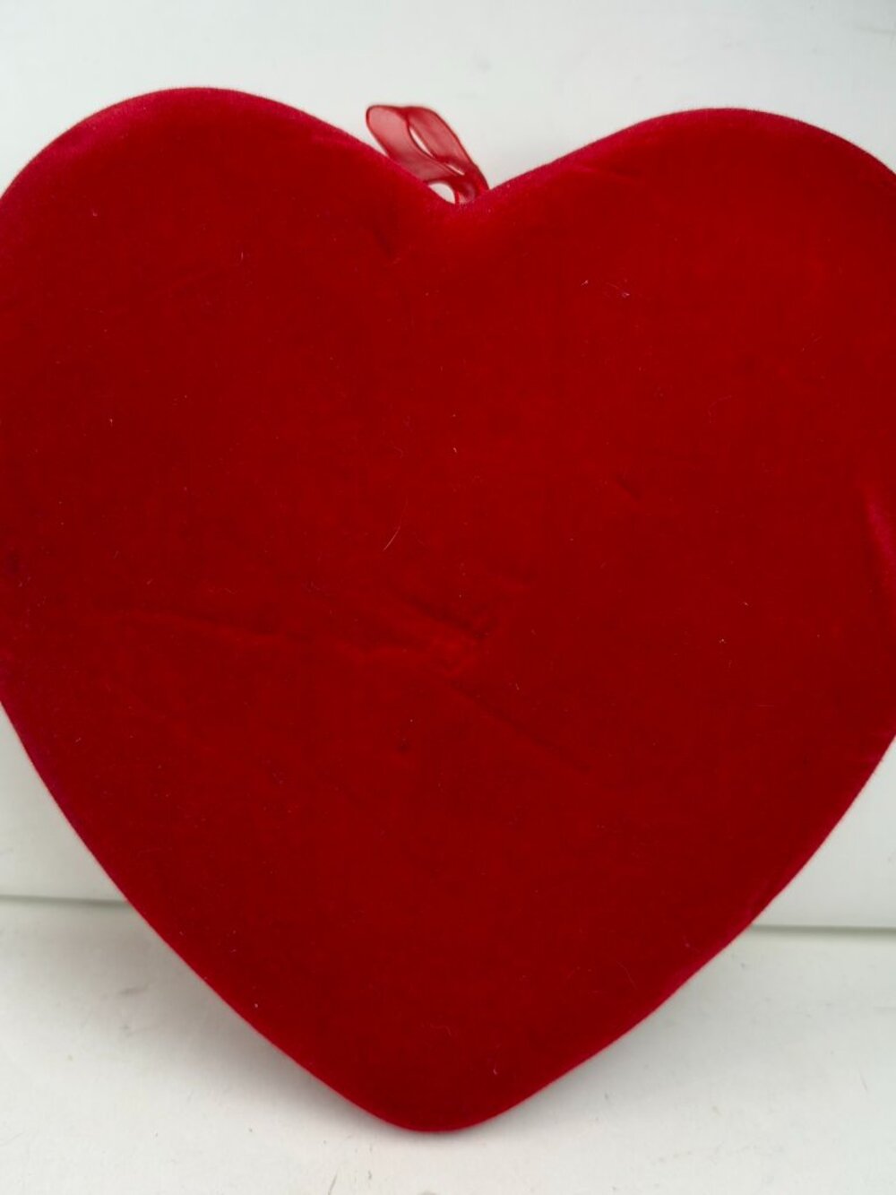 Vintage Red Velvet Heart Hanging Cushion Pillow Valentine Day Decor 9x8"